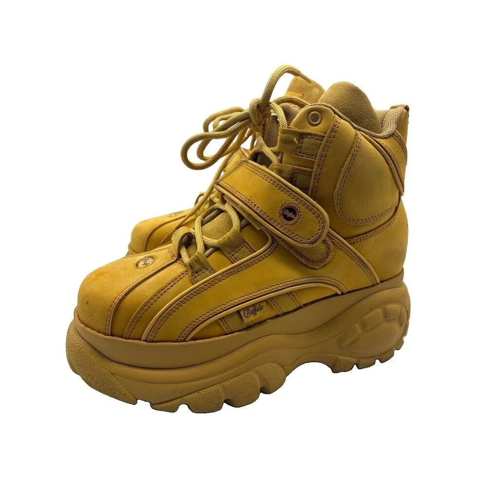 Buffalo London Platform Boots High Top Sneakers Wheat Women’s Size 40 US 9-9.5
